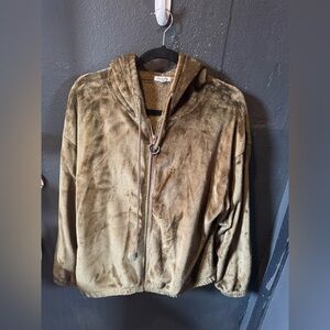 Women’s I Believe Brown Fuzzy Zip-Up Hoodie